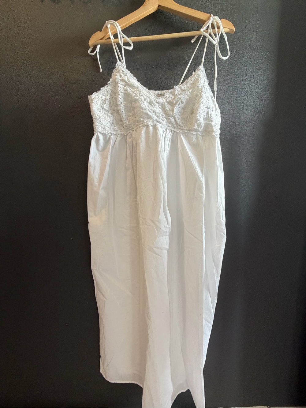 Target White Lace-Trim Cotton Chemise with Tie Straps